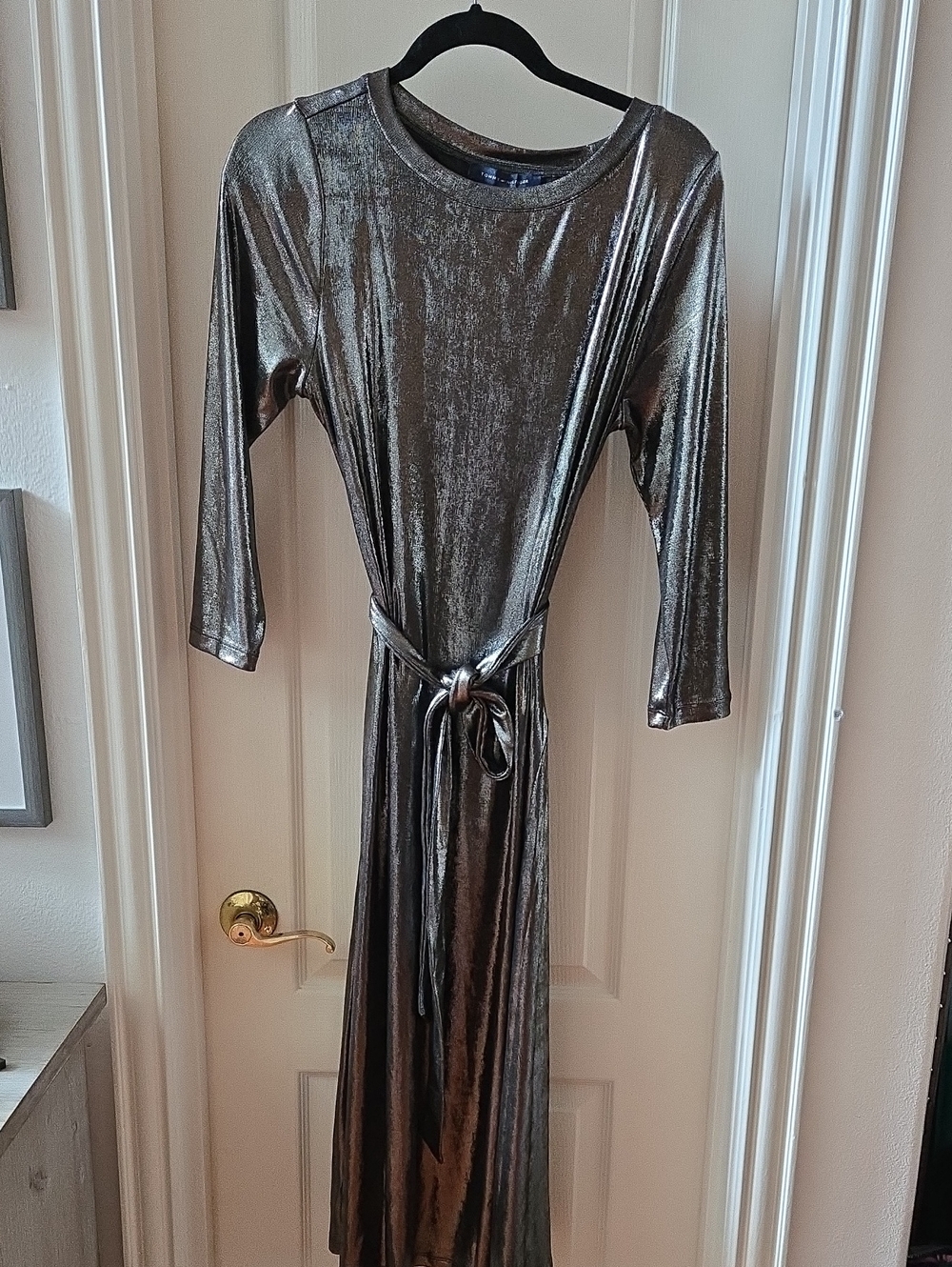 Tommy Hilfiger Metallic Silver Wrap Dress Size Medium NWT